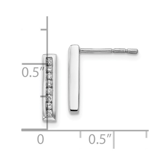 White Ice Sterling Silver Rhodium-plated Chanel-set Diamond Post Drop Earrings - Picture 2 of 4